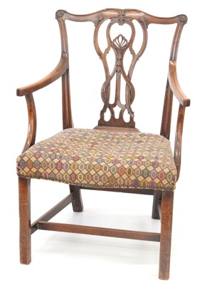 Lot 331 - George III Chippendale style mahogany armchair