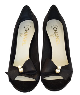 Lot 201 - A pair of Chanel black satin heels