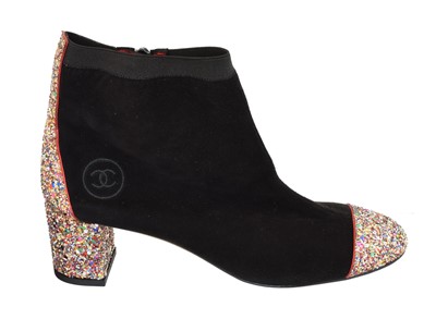 Lot 260 - A pair of Chanel suede heeled ankle boots