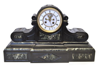 Lot 269 - Mid 19th Century French Slate and Marble Cased Mantel Clock