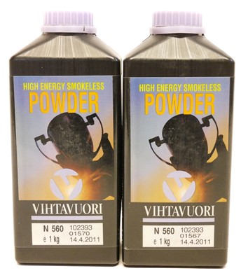Lot 385 - Two tubs of VihtaVuori smokeless powder N560 LICENCE REQUIRED