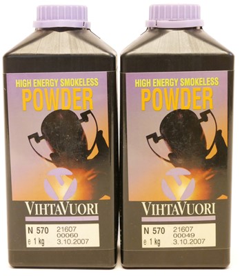 Lot 386 - Two tubs of VihtaVuori smokeless powder N570 LICENCE REQUIRED