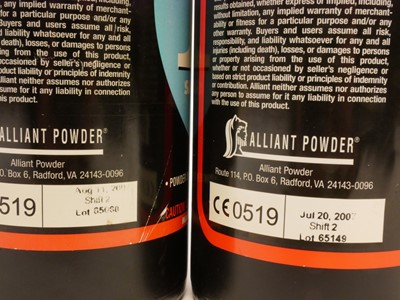 Lot 388 - Two tubs of Alliant nitro powder LICENCE REQUIRED