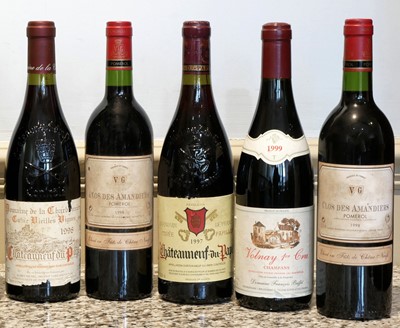Lot 5 - 5 bottles of fine Claret, Chateauneuf du Pape, Pomerol and Red Burgundy
