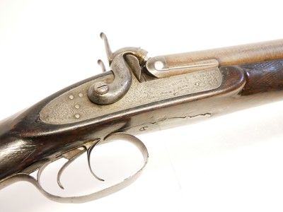 Lot 118 - Samuel Higham Owestry percussion 14 bore double barrel side by side shotgun