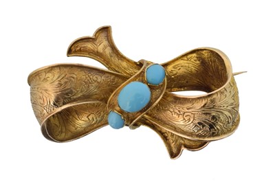 Lot 5 - A Victorian turquoise bow brooch
