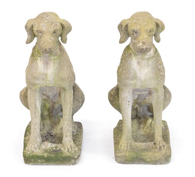 Lot Pair of Composition Stone Seated Dogs