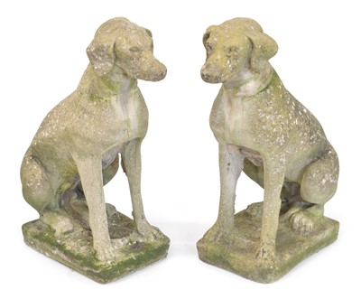 Lot 357 - Pair of Composition Stone Seated Dogs