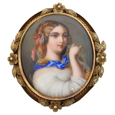 Lot 21 - A 19th century portrait miniature brooch