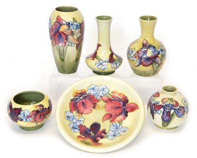 Lot 40 - Six Pieces of Moorcroft in Orchid Pattern