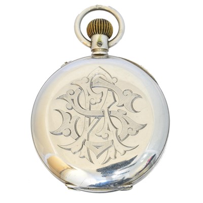 Lot 186 - A silver open face chronograph pocket watch