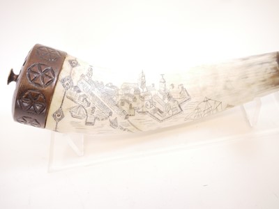 Lot 273 - 21st century Scrimshaw horn with display stand