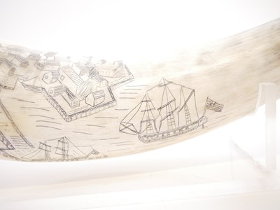 Lot 273 - 21st century Scrimshaw horn with display stand