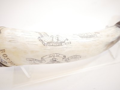 Lot 273 - 21st century Scrimshaw horn with display stand