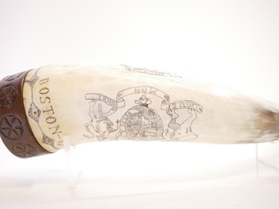Lot 273 - 21st century Scrimshaw horn with display stand
