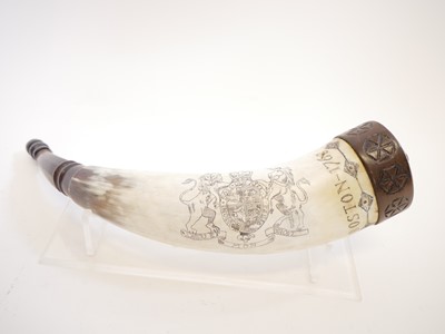 Lot 273 - 21st century Scrimshaw horn with display stand