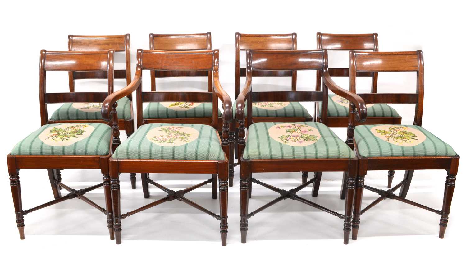 Lot 291 - Eight William IV Mahogany Bar Back Dining Chairs