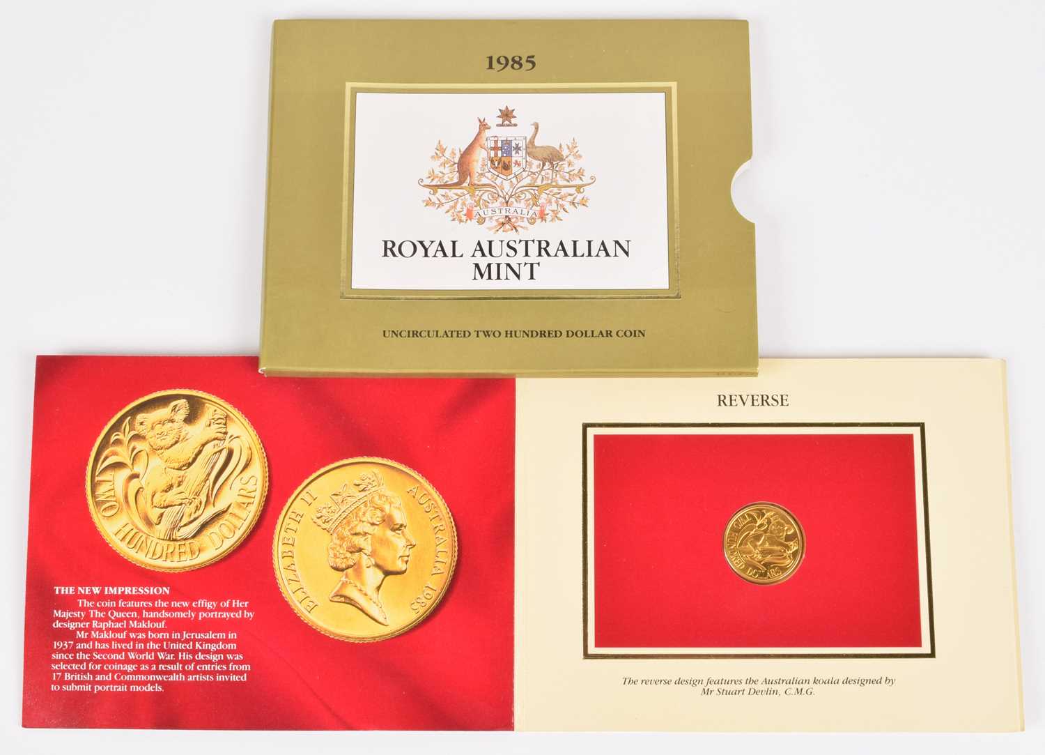 Lot 212 - Royal Australian Mint, Uncirculated Two Hundred Dollar gold coin, 1985.