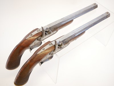 Lot 119 - Two similar cased deactivated percussion target pistols