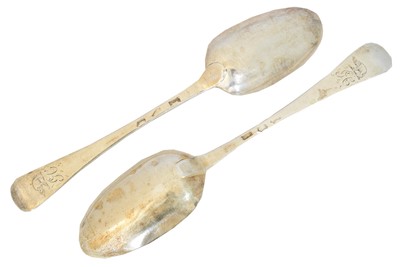 Lot 101 - Two mid 18th century silver table spoons