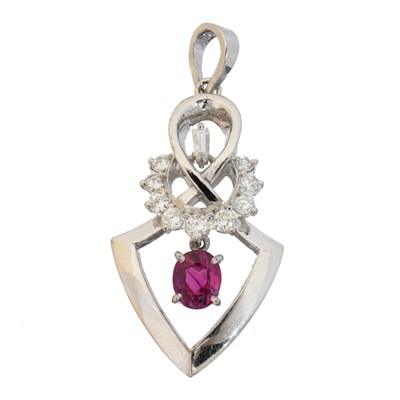 Lot 74 - A ruby and diamond pendant
