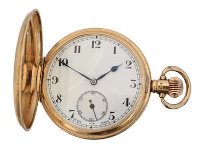 Lot 189 - A 1920s 9ct gold full hunter pocket watch by Minerva