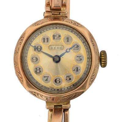 Lot 130 - A 9ct gold wristwatch by Bebe