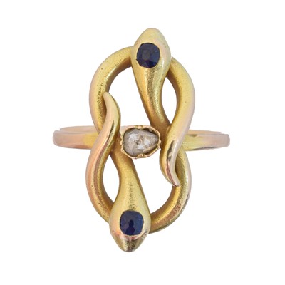 Lot 135 - An early 20th century sapphire and diamond snake ring