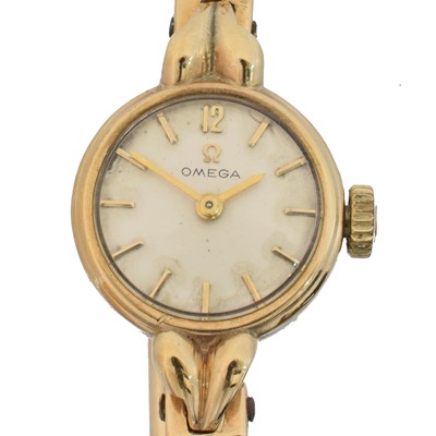 Lot 178 - A 1940s 9ct gold Omega manual wind wristwatch