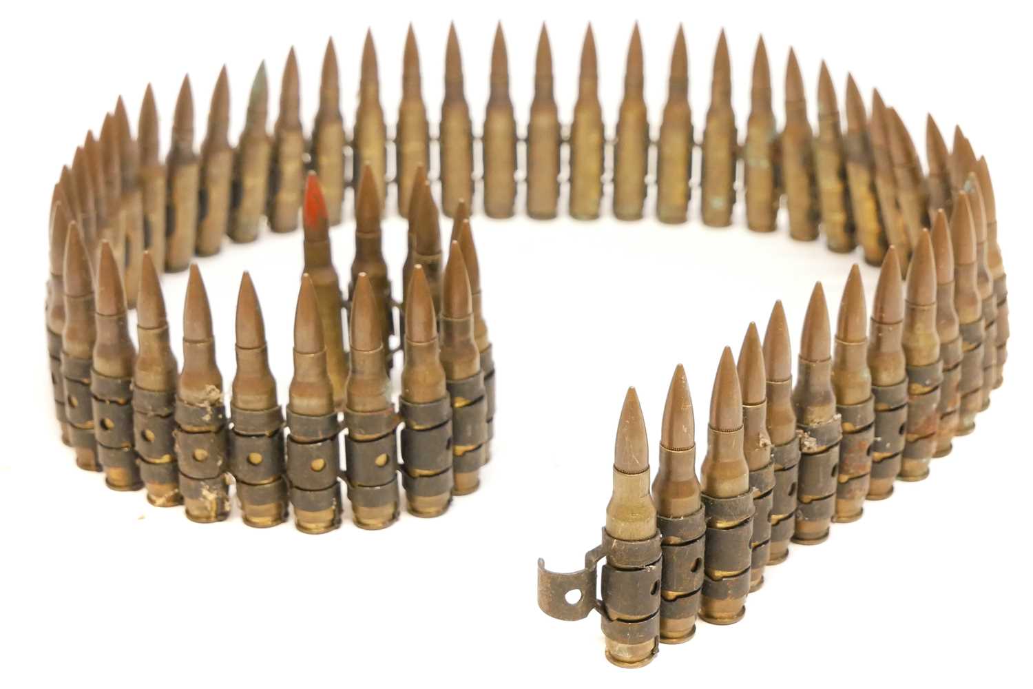 Lot 317 - Machine gun belt of 59 7.62 inert rounds