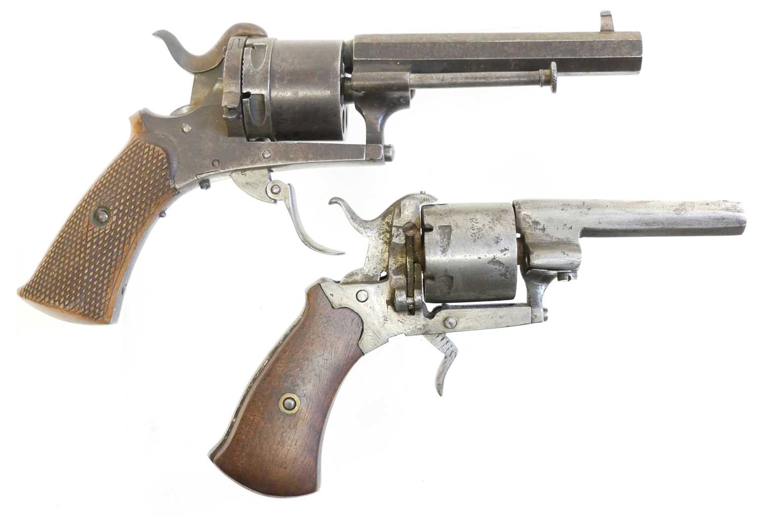 Lot Two Belgian pinfire revolvers