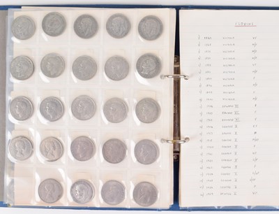 Lot 131 - Four sleeves of silver and later Halfcrowns and Florins from King George III to Queen Elizabeth II.