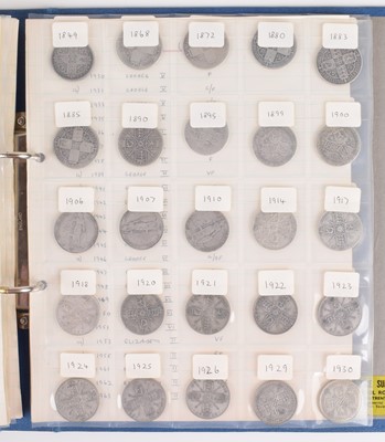 Lot 131 - Four sleeves of silver and later Halfcrowns and Florins from King George III to Queen Elizabeth II.