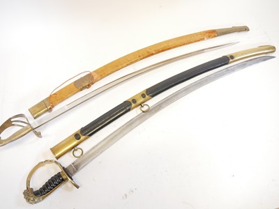 Lot 200 - Modern replica of an 1803 pattern sabre and scabbard and an Indian sabre.