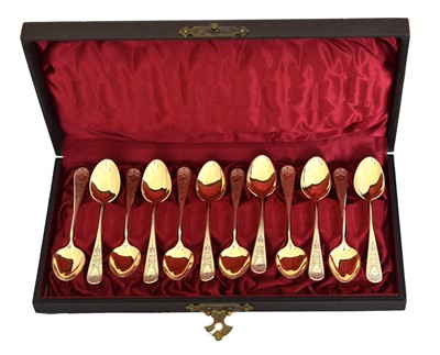 Lot 126 - A cased set of late 19th century Swedish silver gilt coffee spoons