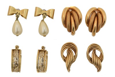 Lot 24 - Three pairs of 9ct gold earrings