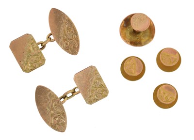 Lot 84 - A selection of 9ct gold cufflinks and dress studs