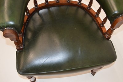 Lot Green Leather Upholstered Captains Chair