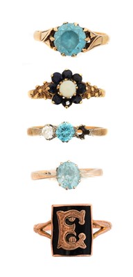 Lot 80 - Five gem-set dress rings