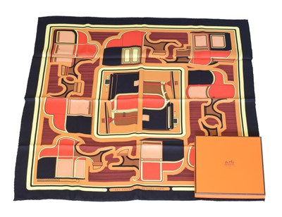 Lot 208 - A Hermès "Les Coupes" silk scarf by Francoise de la Perriere