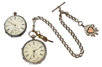 Lot 192 - Two silver open face pocket watches