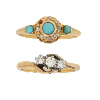 Lot 146 - Two 18ct gold gem set dress rings