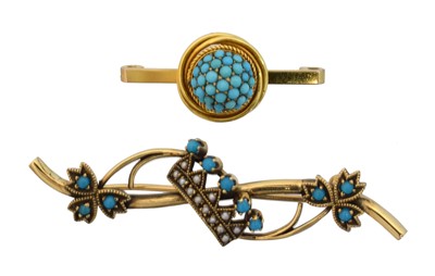 Lot 37 - Two turquoise brooches