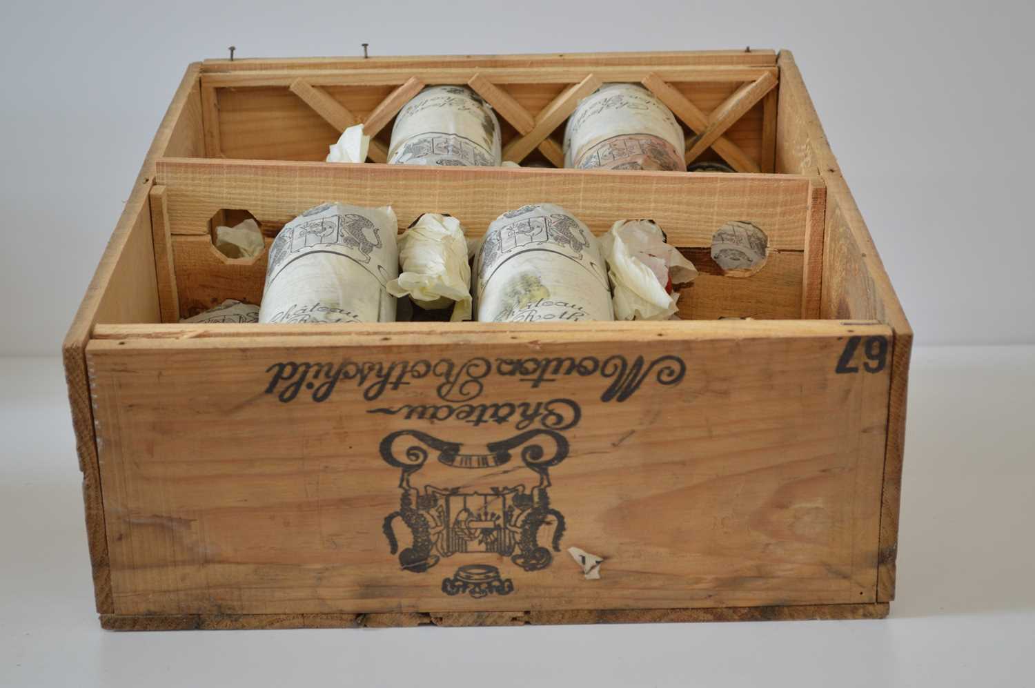 Lot 14 - 10 bottles in previously unopened OWC Chateau Mouton Rothschild 1er Grand Cru Classe Pauillac 1967