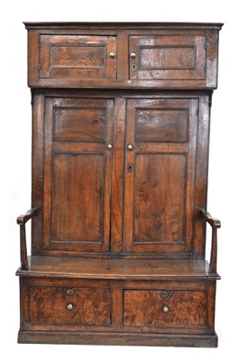 Lot 268 - George III Burr Elm West Country Bacon Settle