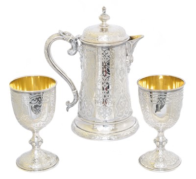 Lot 120 - A Victorian silver ewer and goblets