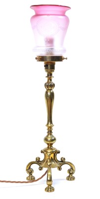 Lot 240 - Late 19th Century Brass Table lamp