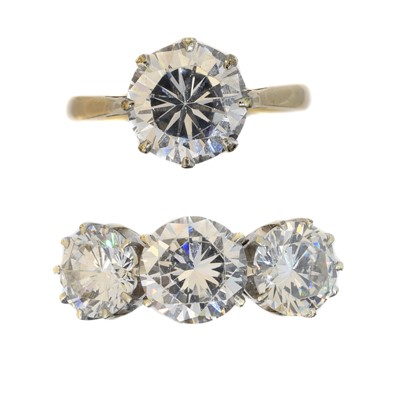 Lot 90 - Two 9ct gold cubic zirconia rings