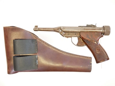 Lot 142 - HY - Score .22 air pistol with leather holster