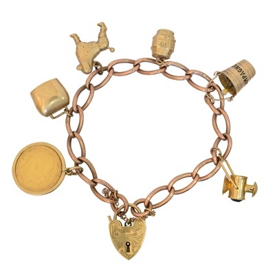 Lot 56 - A 9ct gold charm bracelet